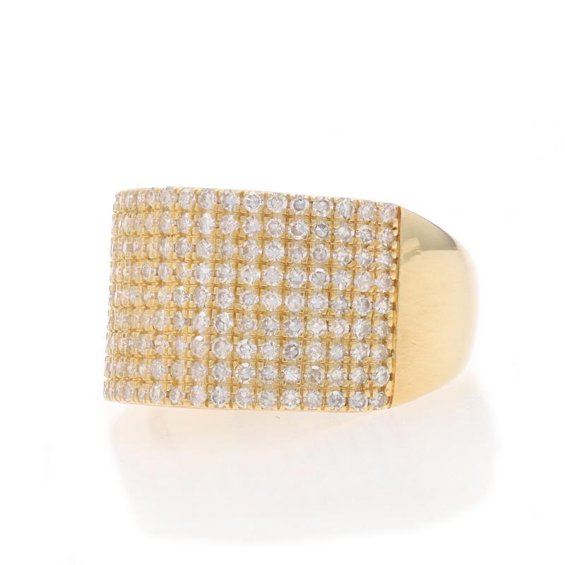 Women's Yellow Gold Pave Diamond Cluster Cocktail Band - 14k Single Cut 1.50ctw Ring For Sale
