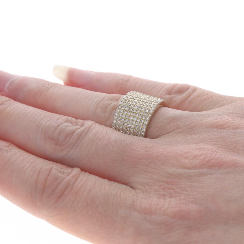 Yellow Gold Pave Diamond Cluster Cocktail Band - 14k Single Cut 1.50ctw Ring For Sale 1