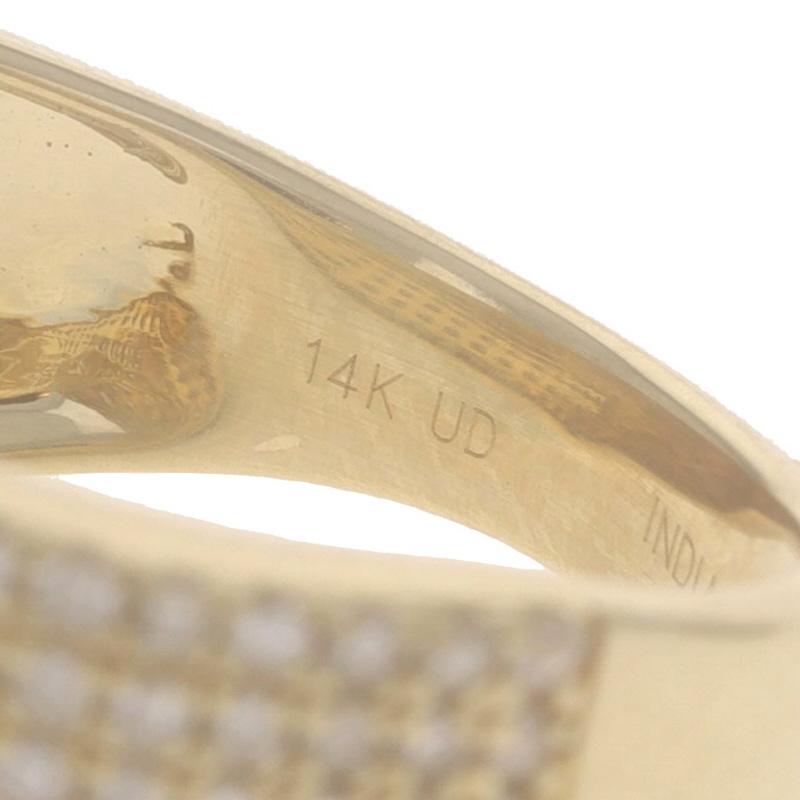 Yellow Gold Pave Diamond Cluster Cocktail Band - 14k Single Cut 1.50ctw Ring For Sale 3