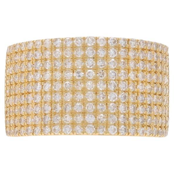 Yellow Gold Pave Diamond Cluster Cocktail Band - 14k Single Cut 1.50ctw Ring
