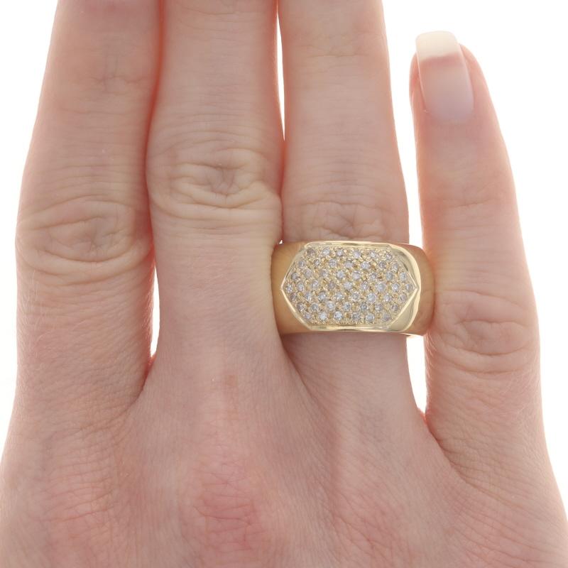 Yellow Gold Pavé Diamond Cluster Cocktail Band - 18k Single Cut .50ctw Ring In Excellent Condition For Sale In Greensboro, NC