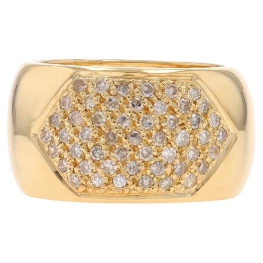 Yellow Gold Pavé Diamond Cluster Cocktail Band - 18k Single Cut .50ctw Ring For Sale