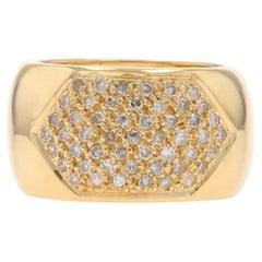 Yellow Gold Pavé Diamond Cluster Cocktail Band - 18k Single Cut .50ctw Ring