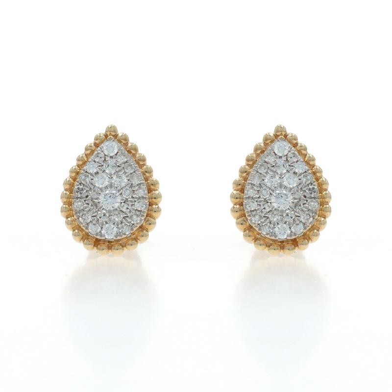 Metal Content: 10k Yellow Gold 
10k White Gold

Stone Information

Natural Diamonds
Carat(s): .25ctw
Cut: Single
Color: H - I
Clarity: VS1 - VS2

Total Carats: .25ctw

Style: Cluster Stud
Fastening Type: Butterfly Closures
Theme: