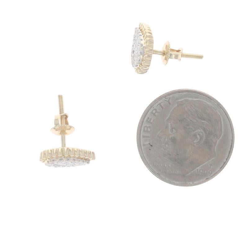 Yellow Gold Pave Diamond Cluster Stud Earrings - 10k .25ctw Teardrop Pierced In condizioni ottime in vendita a Greensboro, NC