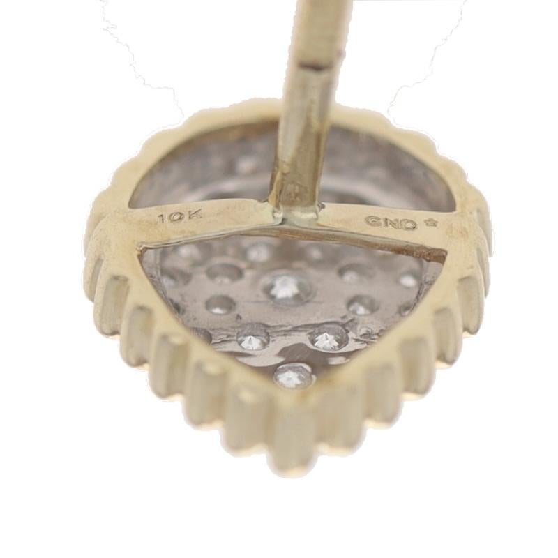 Donna Yellow Gold Pave Diamond Cluster Stud Earrings - 10k .25ctw Teardrop Pierced in vendita