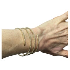 Yellow Gold Pave Diamond Coil Bracelet 
