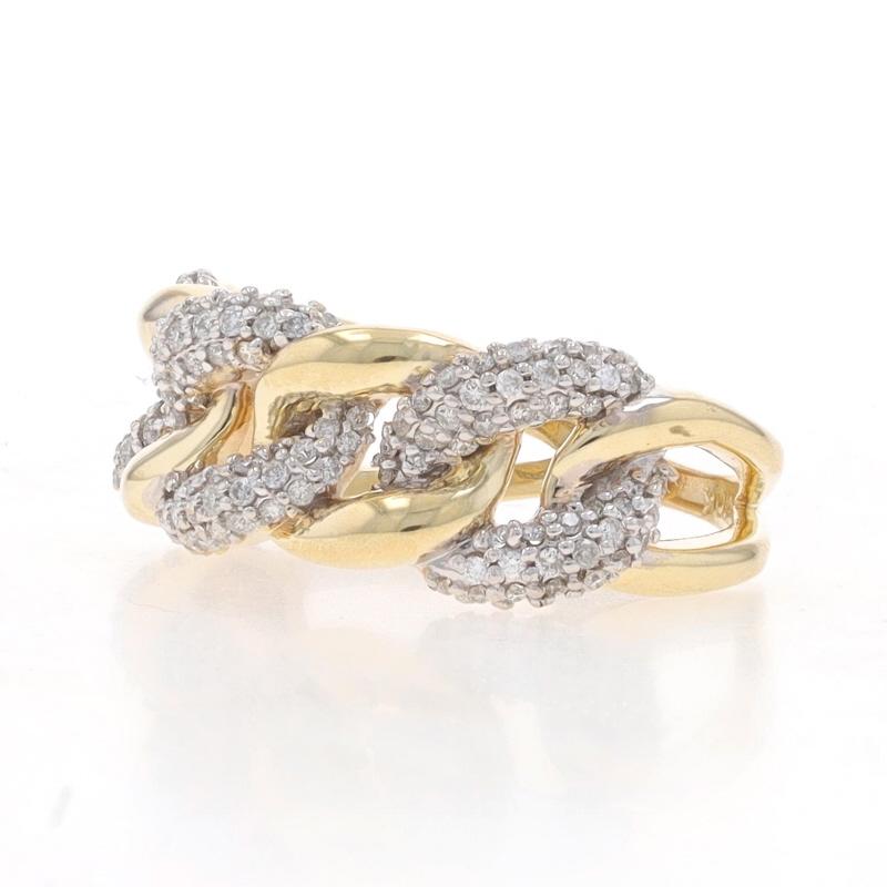 Yellow Gold Pavé Diamond Curb Chain Link Band - 10k Round Brilliant 1.00ctw Ring In Excellent Condition In Greensboro, NC