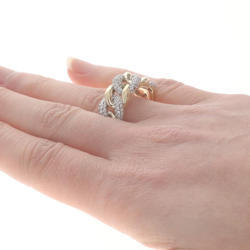 Women's Yellow Gold Pavé Diamond Curb Chain Link Band - 10k Round Brilliant 1.00ctw Ring
