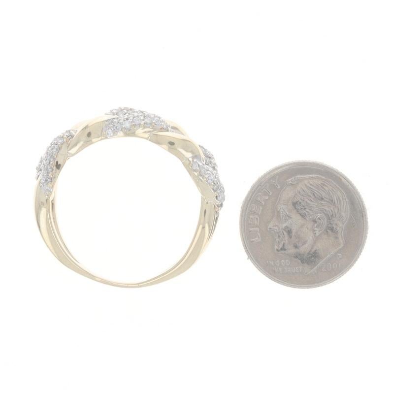Yellow Gold Pavé Diamond Curb Chain Link Band - 10k Round Brilliant 1.00ctw Ring 1