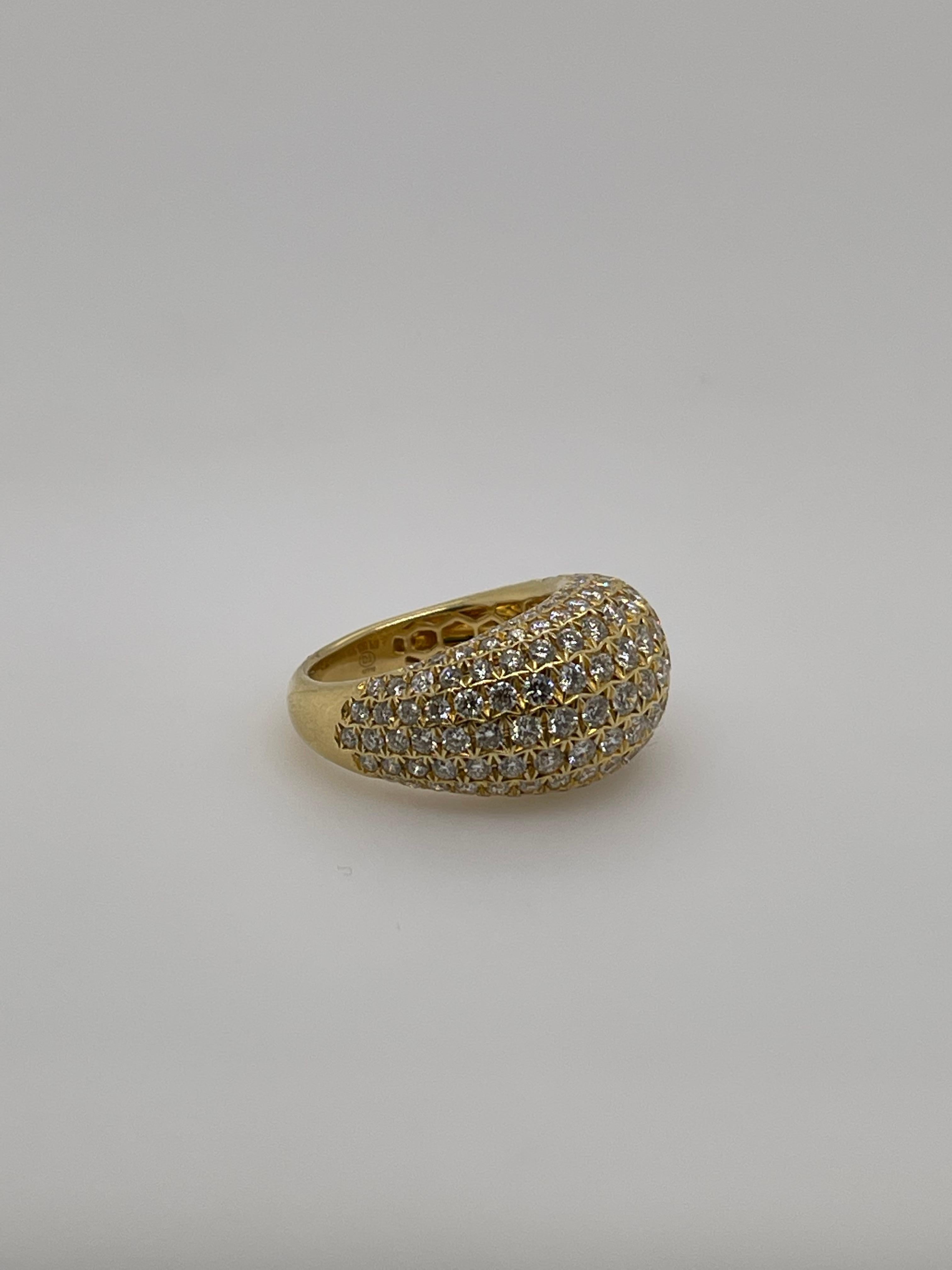 Yellow Gold Pavé Diamond Domed Ring
18kt yellow gold 
153 round diamonds= 3.01ct
