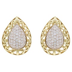 Orecchini a grappolo in oro giallo con pavé di diamanti - 14k Rd 2,50ctw Teardrop