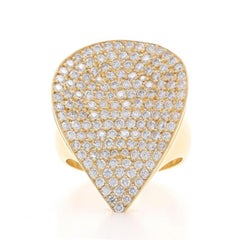 Yellow Gold Pavé Diamond Leaf Cluster Cocktail Ring -18k Round 3.00ctw Botanical