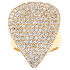 Yellow Gold Pavé Diamond Leaf Cluster Cocktail Ring -18k Round 3.00ctw Botanical