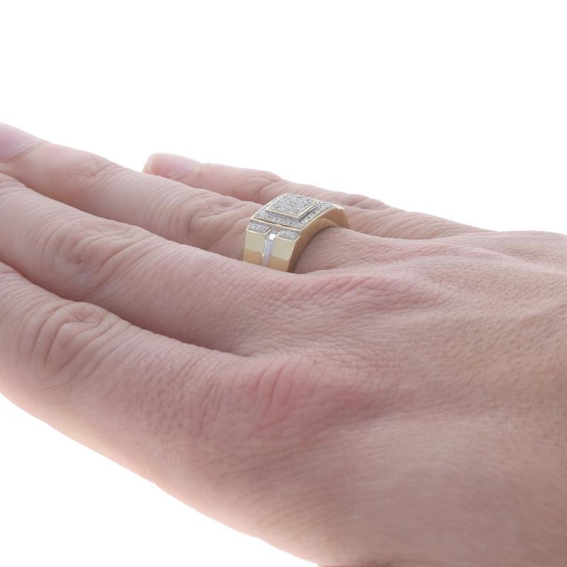 Yellow Gold Pave Diamond Men's Ring - 10k Single Cut .50ctw For Sale 2