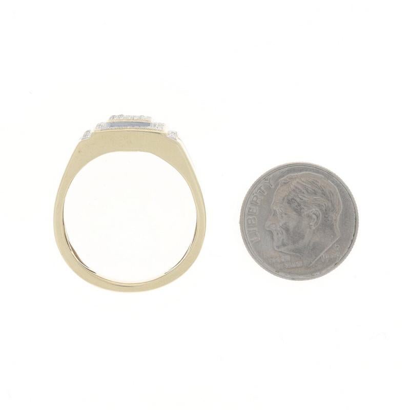 Yellow Gold Pave Diamond Men's Ring - 10k Single Cut .50ctw For Sale 3