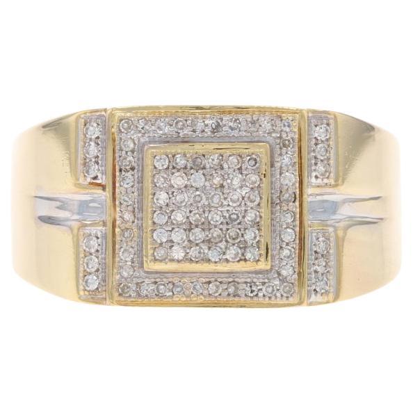 Anello da uomo in oro giallo con pavé di diamanti - 10k Single Cut .50ctw