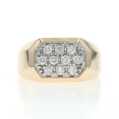Yellow Gold Pave Diamond Men's Ring - 14k Round .50ctw Geometric Cluster