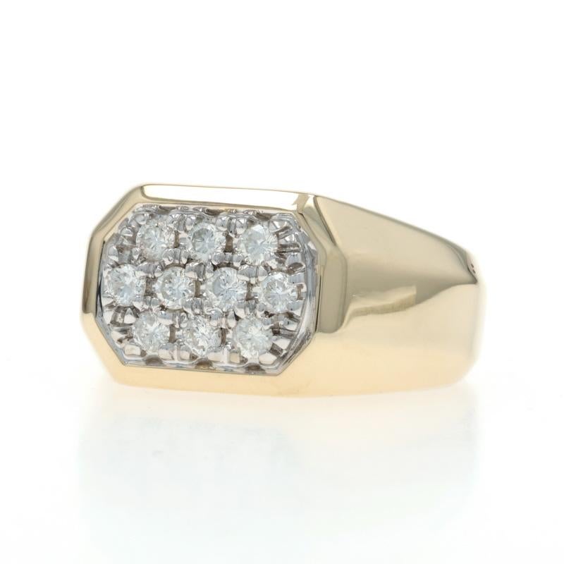 Anello da uomo in oro giallo con pave di diamanti - 14k Round .50ctw Geometric Cluster In condizioni ottime in vendita a Greensboro, NC