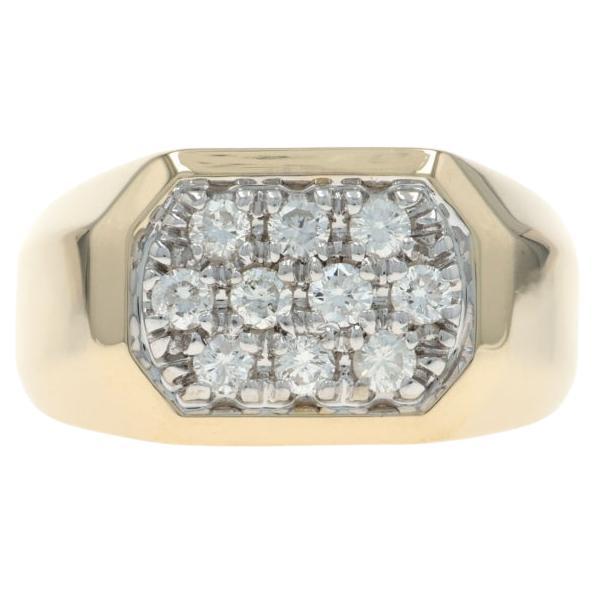 Bague pour homme en or jaune avec pavé de diamants - 14k Round .50ctw Geometric Cluster