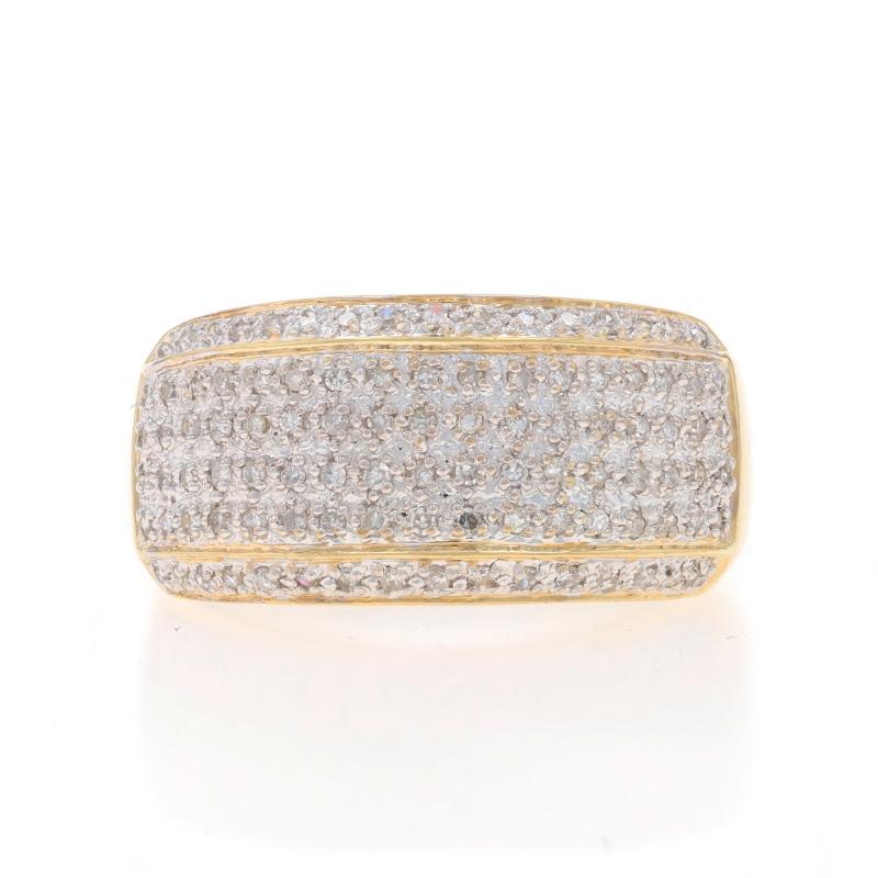 Size: 11 1/2
Sizing Fee: Up 1 1/2 sizes for $60 or Down 1/2 a size for $40

Metal Content: 14k Yellow Gold & 14k White Gold

Stone Information

Natural Diamonds
Carat(s): .75ctw
Cut: Single
Color: H - I
Clarity: I1 - I2

Total Carats: