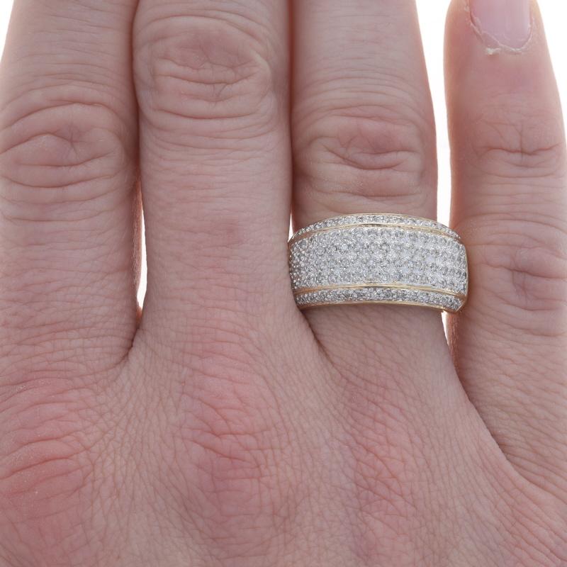 Yellow Gold Pave Diamond Men's Ring - 14k Single Cut .75ctw Bling In Excellent Condition In Greensboro, NC