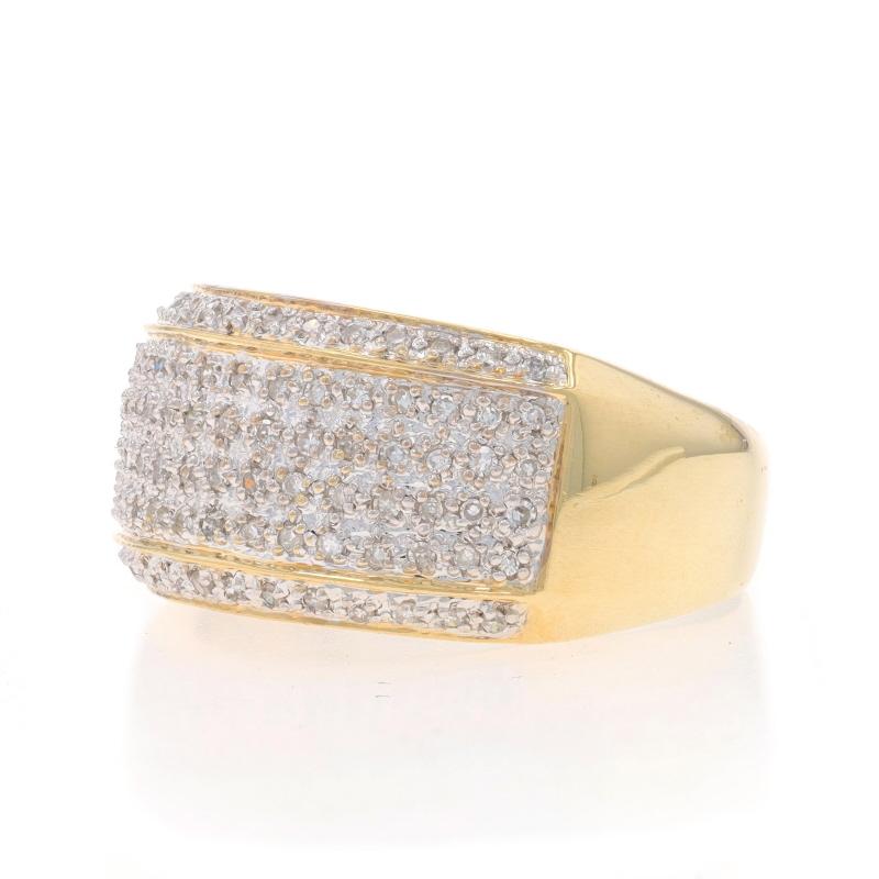 Yellow Gold Pave Diamond Men's Ring - 14k Single Cut .75ctw Bling 1