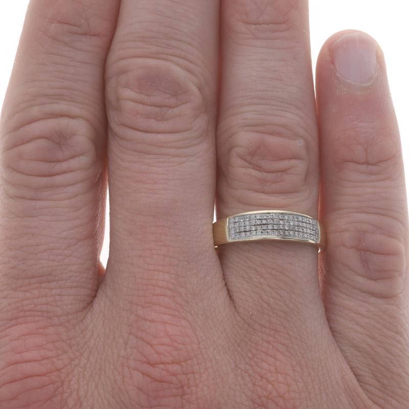 Gelbgold Pavé Diamant Männer Ehering - 10k Single Cut .21ctw Ring (Einfacher Schliff)