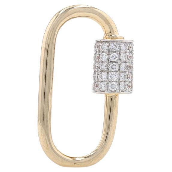 Yellow Gold Pave Diamond Oval Carabiner Lock Pendant - 14k Round .25ctw Love For Sale