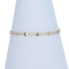 Yellow Gold Pave Diamond Oval Disk Link Bracelet 7" 14k Round Brilliant .54ctw