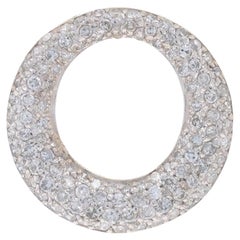 Ciondolo con pavé di diamanti in oro giallo - 14k Taglio singolo 1,30ctw Cerchio aureola per l'eternità