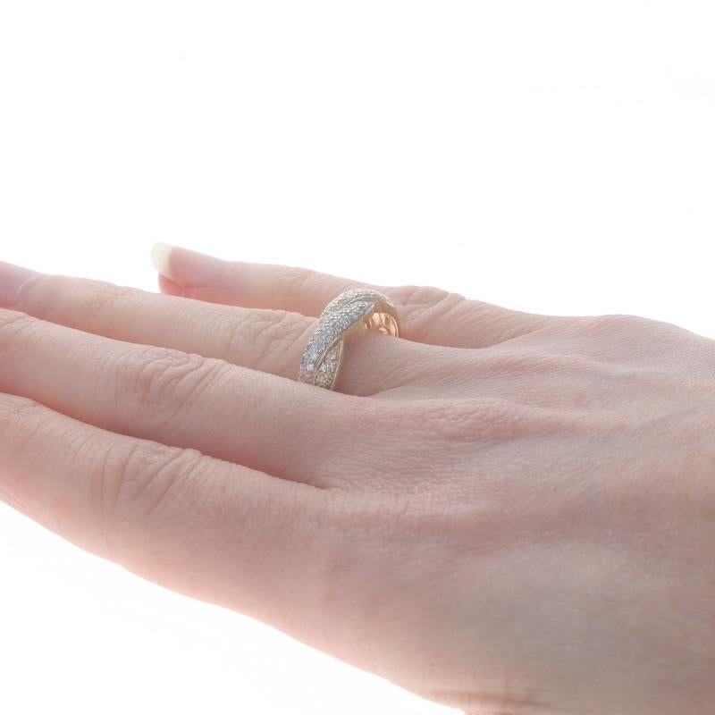 Yellow Gold Pavé Diamond Twist Band - 14k Single Cut .13ctw Ring For Sale 1