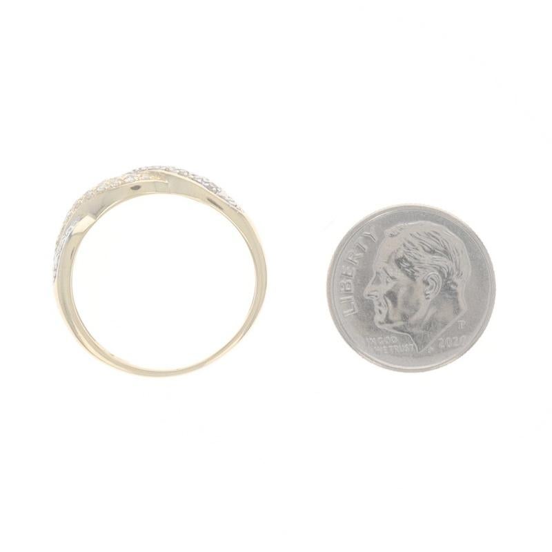 Yellow Gold Pavé Diamond Twist Band - 14k Single Cut .13ctw Ring For Sale 2