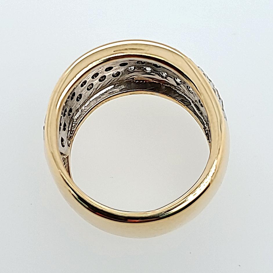Yellow Gold Pave Diamond Wide Band Ring In Good Condition For Sale In Coral Gables, FL
