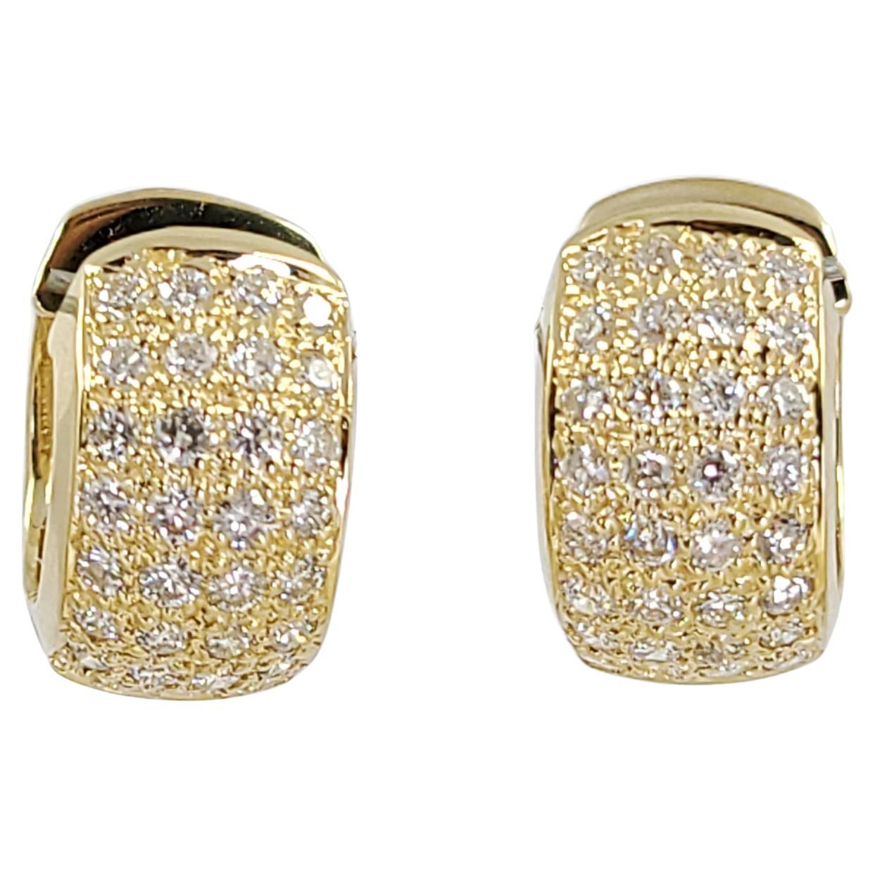 Yellow Gold Pave Huggie Hoop Earrings