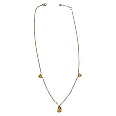 Yellow Gold Pear and Trillion Citrine Chain Choker Necklace