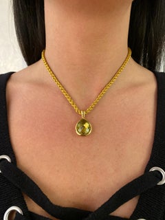 Hammerman Brothers Yellow Gold Pear Shape Lemon Quartz Pendant on Silk Cord