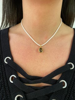 Hammerman Brothers Yellow Gold Pear Shape Smokey Topaz Pendant on Silk Cord