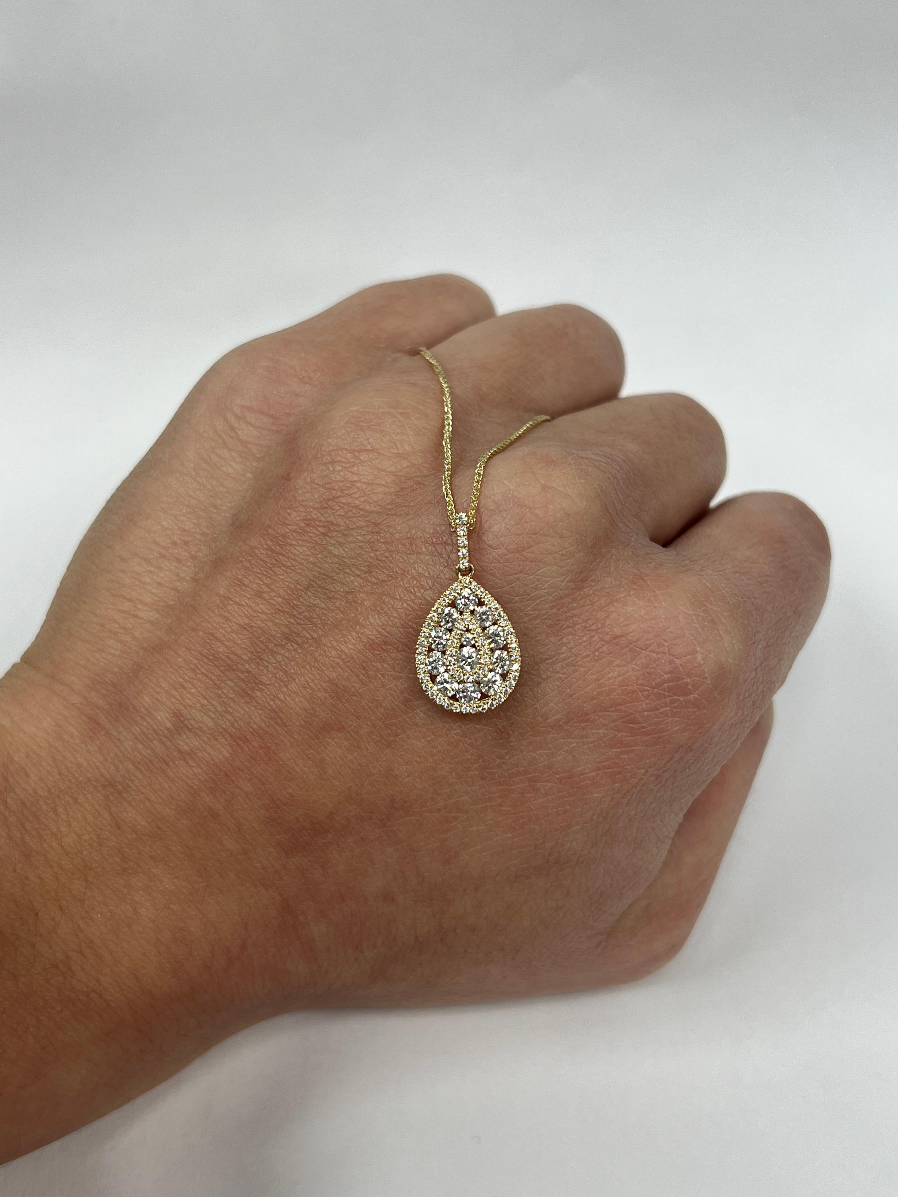 Modern Yellow Gold Pear Shaped Pendant For Sale
