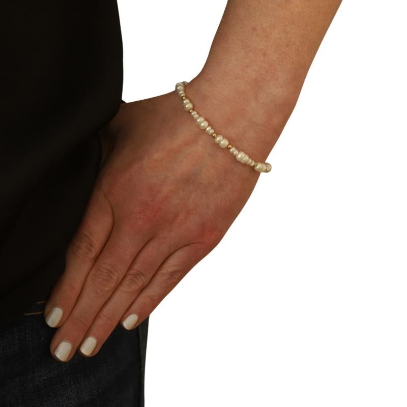 Perle Bracelet en or jaune avec perles 7 1/2