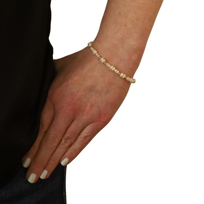 Perle Bracelet en or jaune avec perles - 14k en vente
