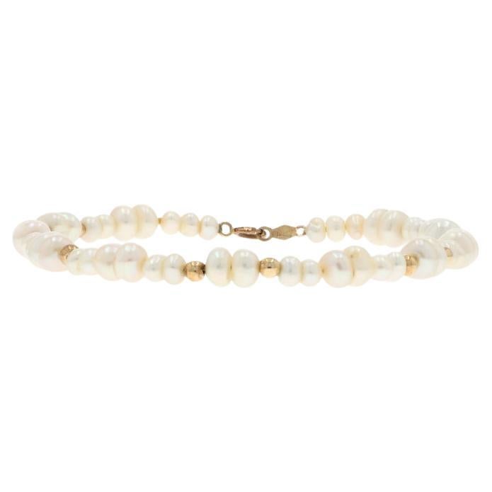 Bracelet en or jaune avec perles - 14k en vente