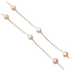 18 Karat Solid Yellow Gold Freshwater Cultured Pearl Chain Necklace 18 Karat Solid Yellow Gold Freshwater Cultured Pearl Chain Necklace