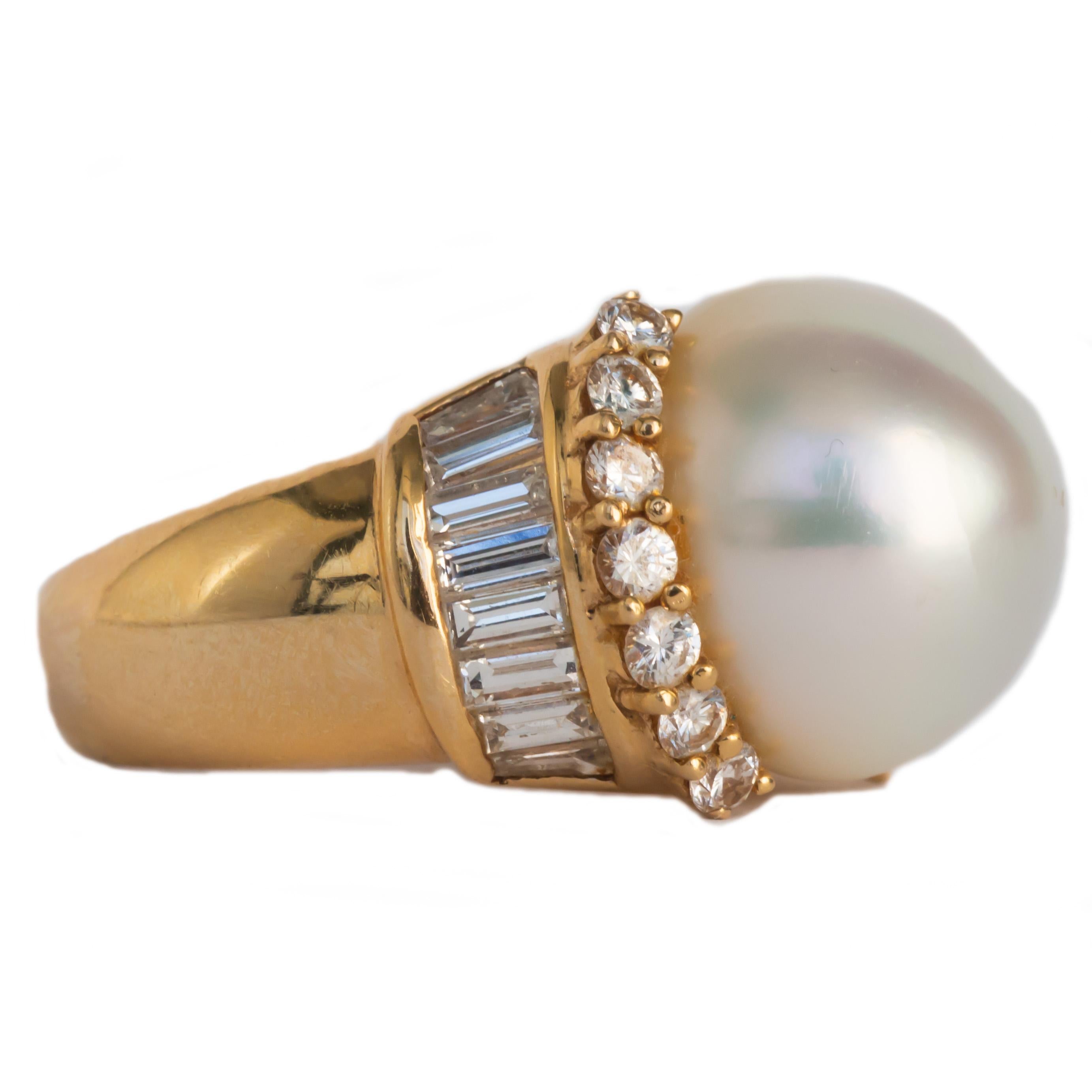 Contemporary Yellow Gold Pearl Cocktail Ring