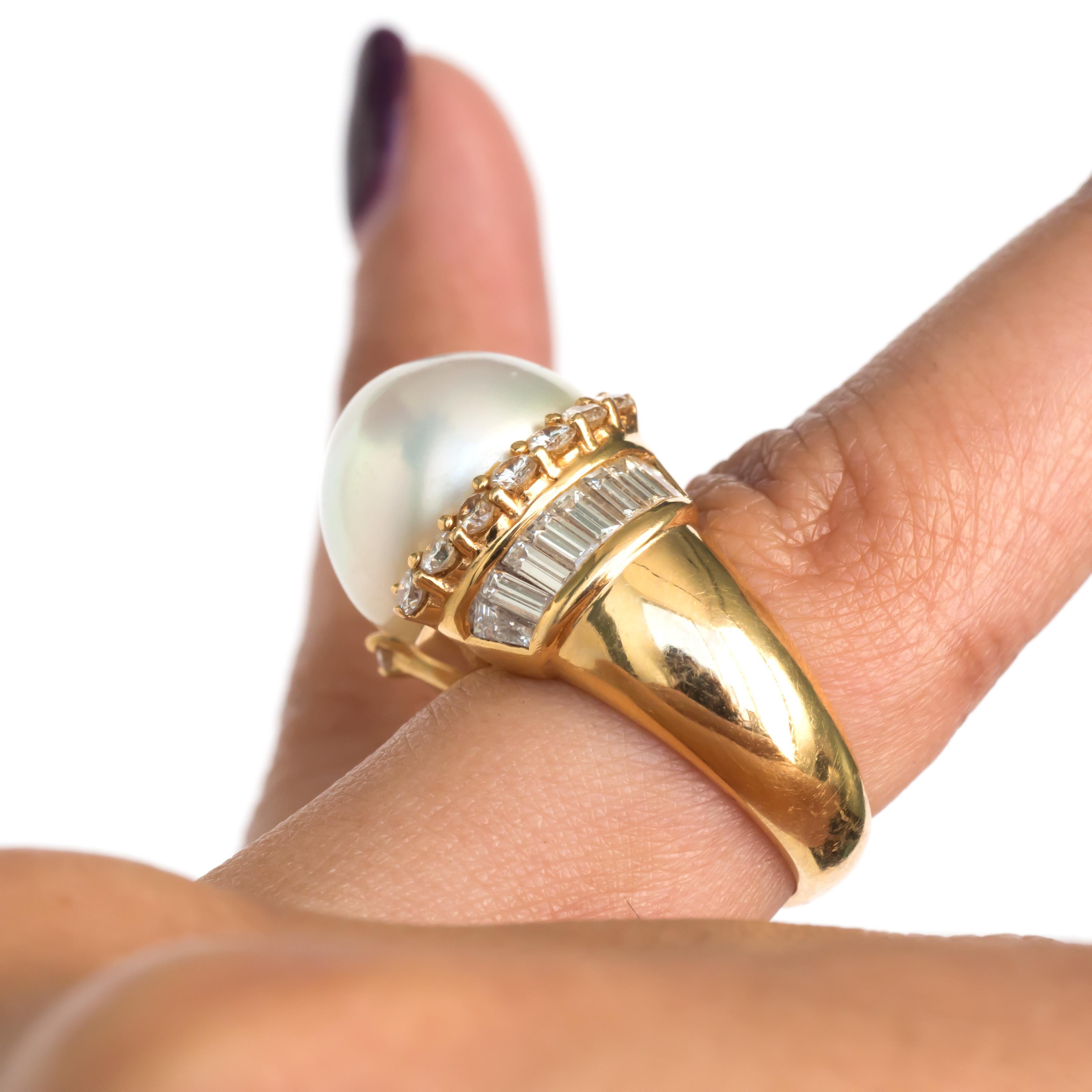 Yellow Gold Pearl Cocktail Ring 1