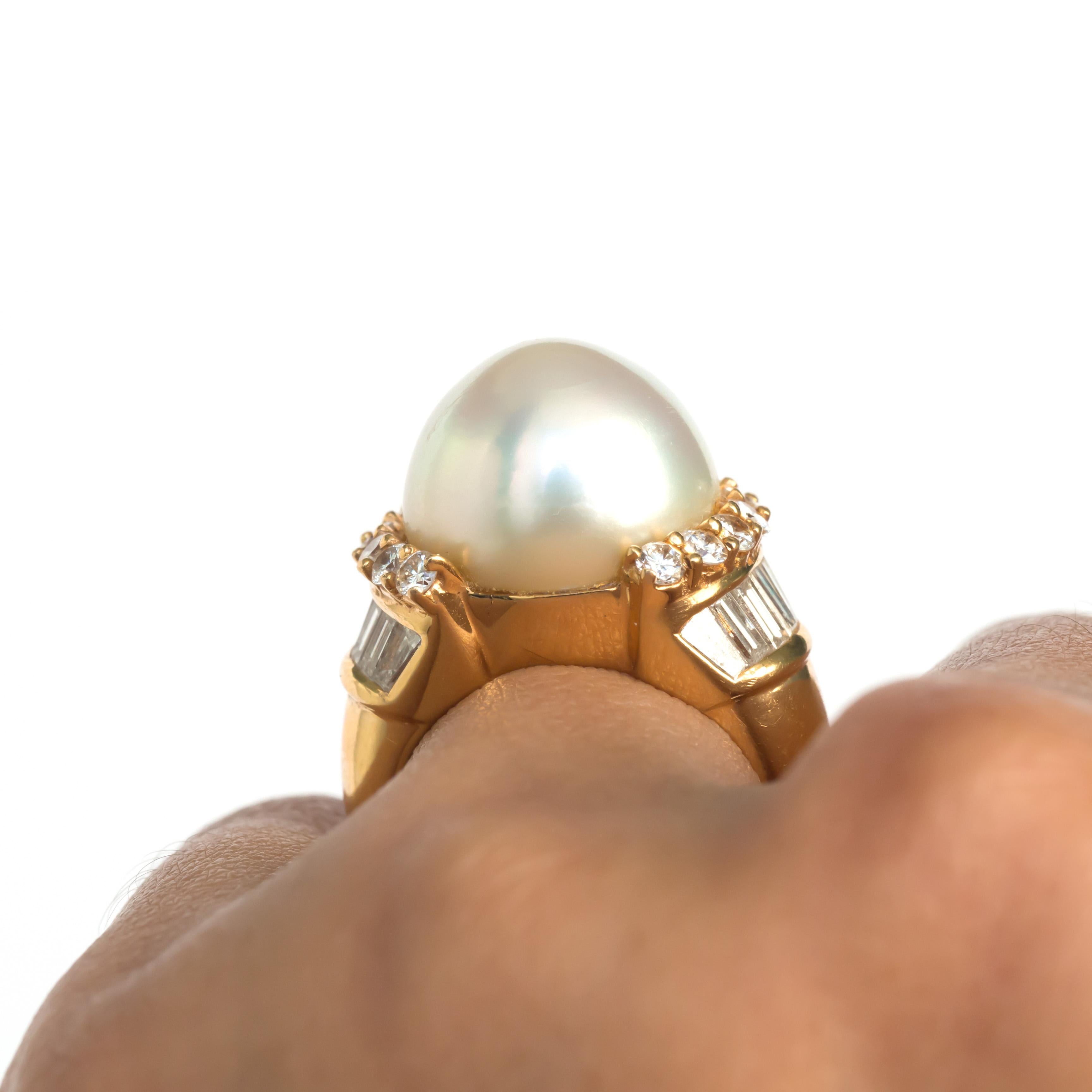 Yellow Gold Pearl Cocktail Ring 2