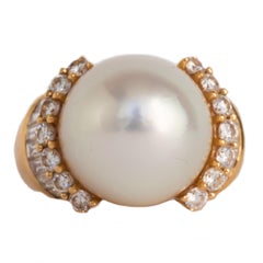 Yellow Gold Pearl Cocktail Ring