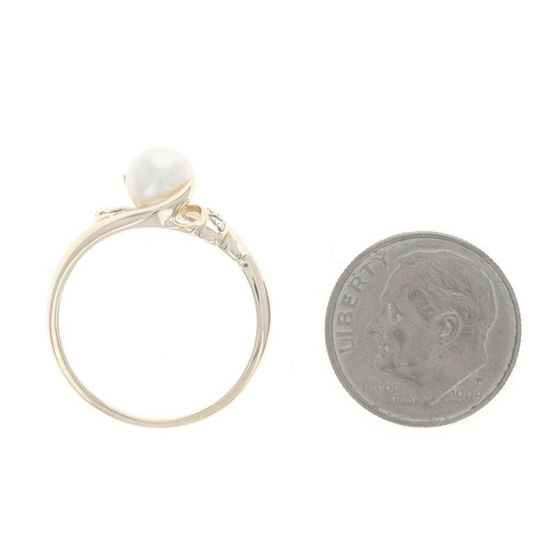 Gelbgold Perle Diamant Bypass Ring 10k im Angebot 2