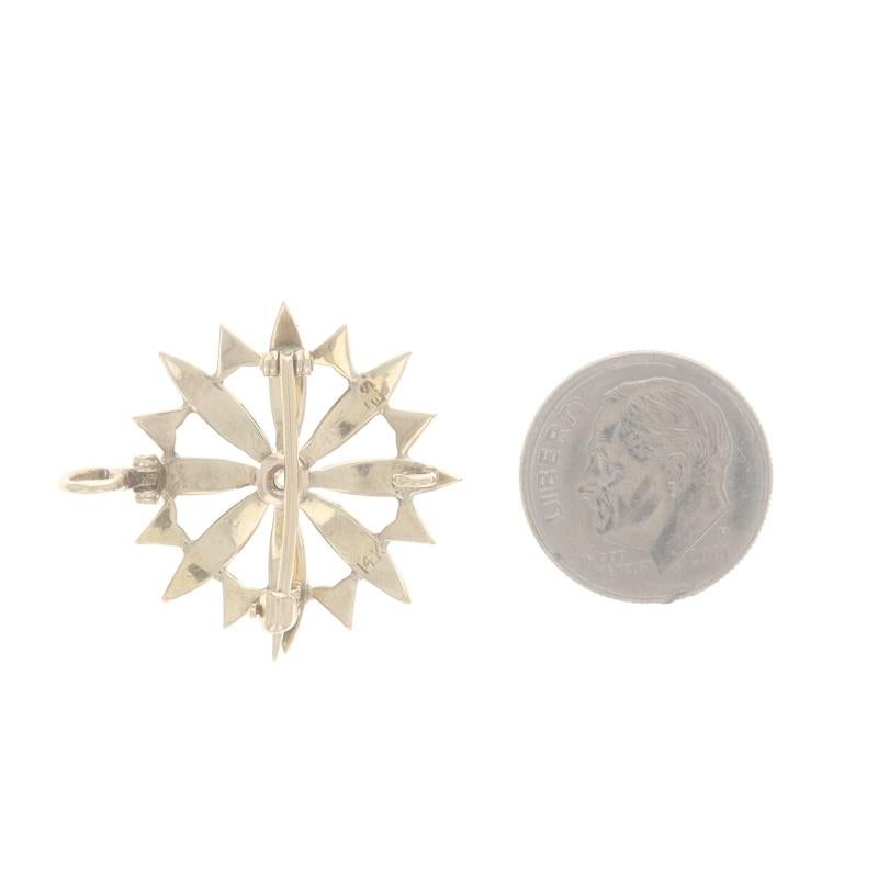 Yellow Gold Pearl Diamond Edwardian Floral Convert Brooch/Pendant 14k AntiquePin In Good Condition In Greensboro, NC