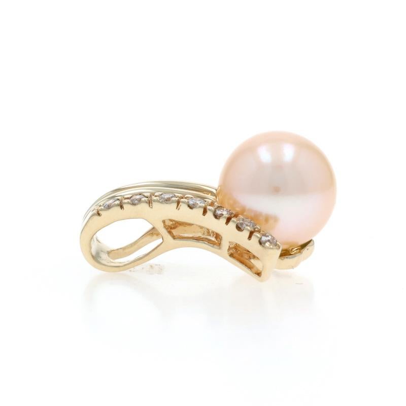 Perle Pendentif en or jaune avec perles et diamants - 14k en vente